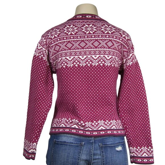 FAIR ISLE Nordic  S M Henley Ski Sweater Pullover Birdseye Cropped Snowflake - Picture 5 of 9